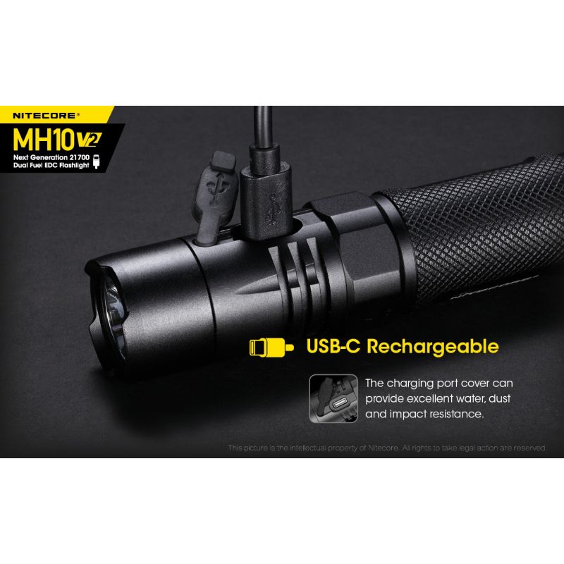 NITECORE MH10 V2 lampe torche LED 1200 lumens design compact USB-C lampe de plein air fiabilité durable