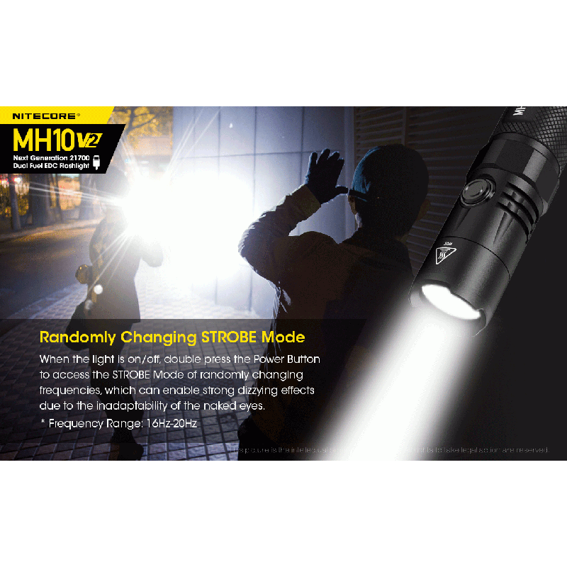 NITECORE MH10 V2 lampe torche LED 1200 lumens design compact USB-C lampe de plein air fiabilité durable