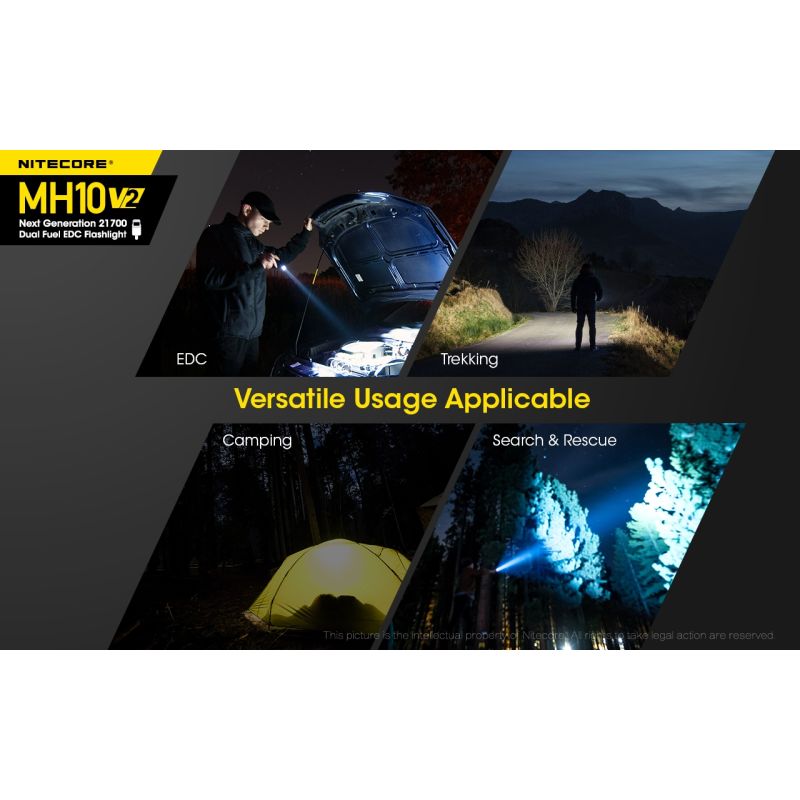 NITECORE MH10 V2 lampe torche LED 1200 lumens design compact USB-C lampe de plein air fiabilité durable