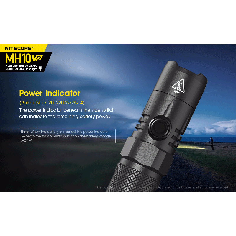 NITECORE MH10 V2 lampe torche LED 1200 lumens design compact USB-C lampe de plein air fiabilité durable
