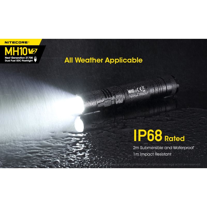 NITECORE MH10 V2 lampe torche LED 1200 lumens design compact USB-C lampe de plein air fiabilité durable