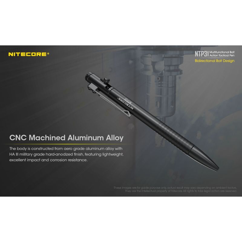 NITECORE NTP31 Stylo Multifonctionnel Alliage d'Aluminium avec Clip Acier Inoxydable pour Bureau et Aventure