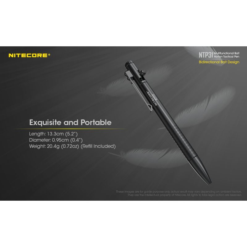 NITECORE NTP31 Stylo Multifonctionnel Alliage d'Aluminium avec Clip Acier Inoxydable pour Bureau et Aventure