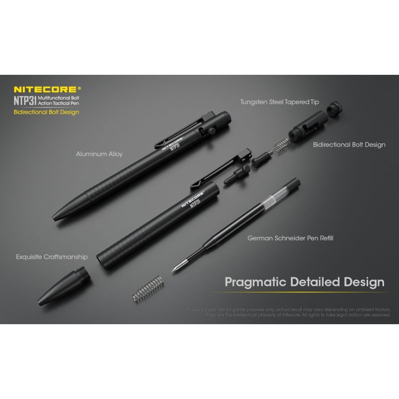 NITECORE NTP31 Stylo Multifonctionnel Alliage d'Aluminium avec Clip Acier Inoxydable pour Bureau et Aventure