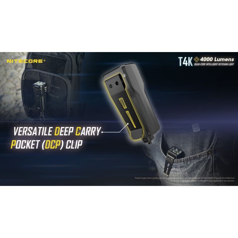 Nitecore T4K lampe de poche porte-clés 4000 lumens compacte LED XP-L2 V6 pour l'éclairage extérieur USB-C