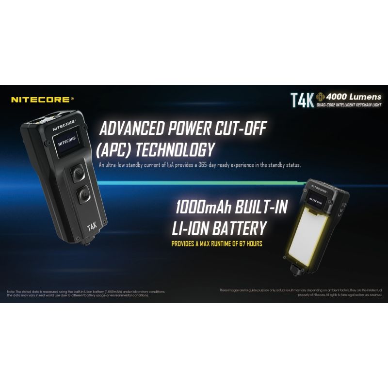 Nitecore T4K lampe de poche porte-clés 4000 lumens compacte LED XP-L2 V6 pour l'éclairage extérieur USB-C