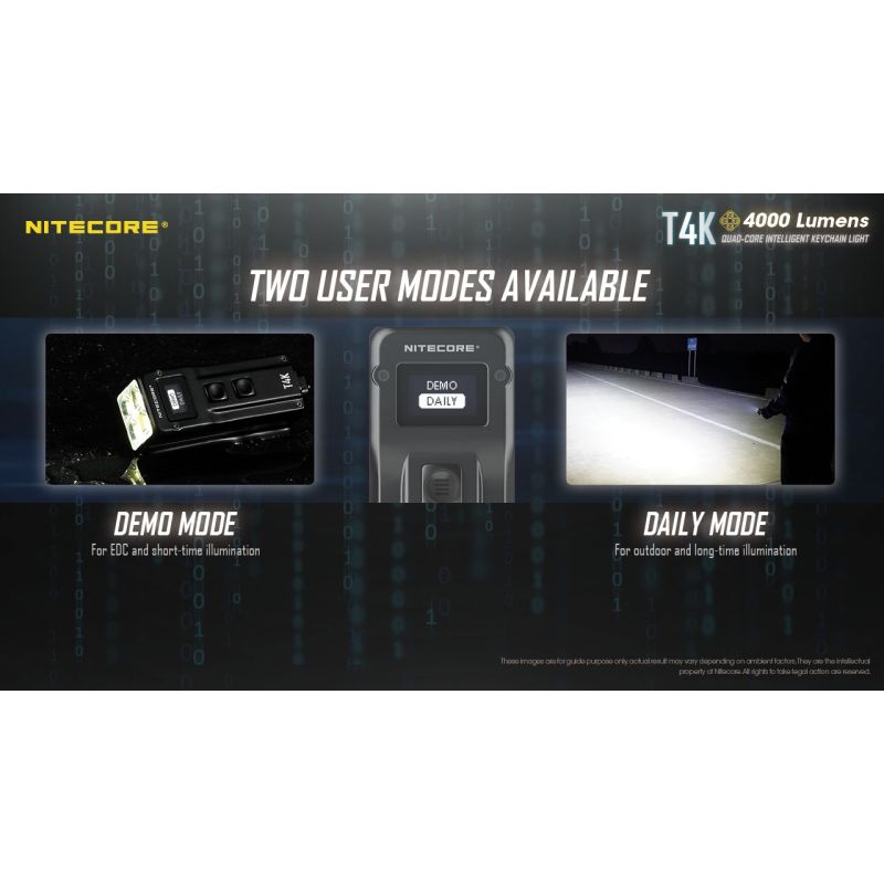Nitecore T4K lampe de poche porte-clés 4000 lumens compacte LED XP-L2 V6 pour l'éclairage extérieur USB-C