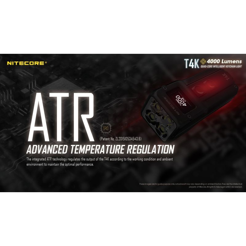 Nitecore T4K lampe de poche porte-clés 4000 lumens compacte LED XP-L2 V6 pour l'éclairage extérieur USB-C