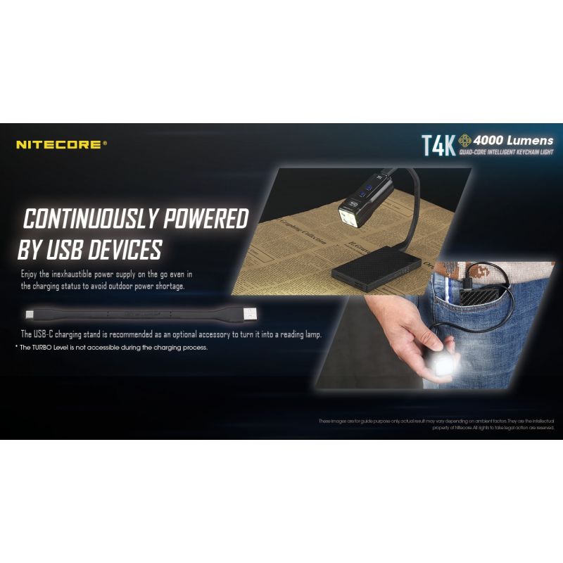Nitecore T4K lampe de poche porte-clés 4000 lumens compacte LED XP-L2 V6 pour l'éclairage extérieur USB-C