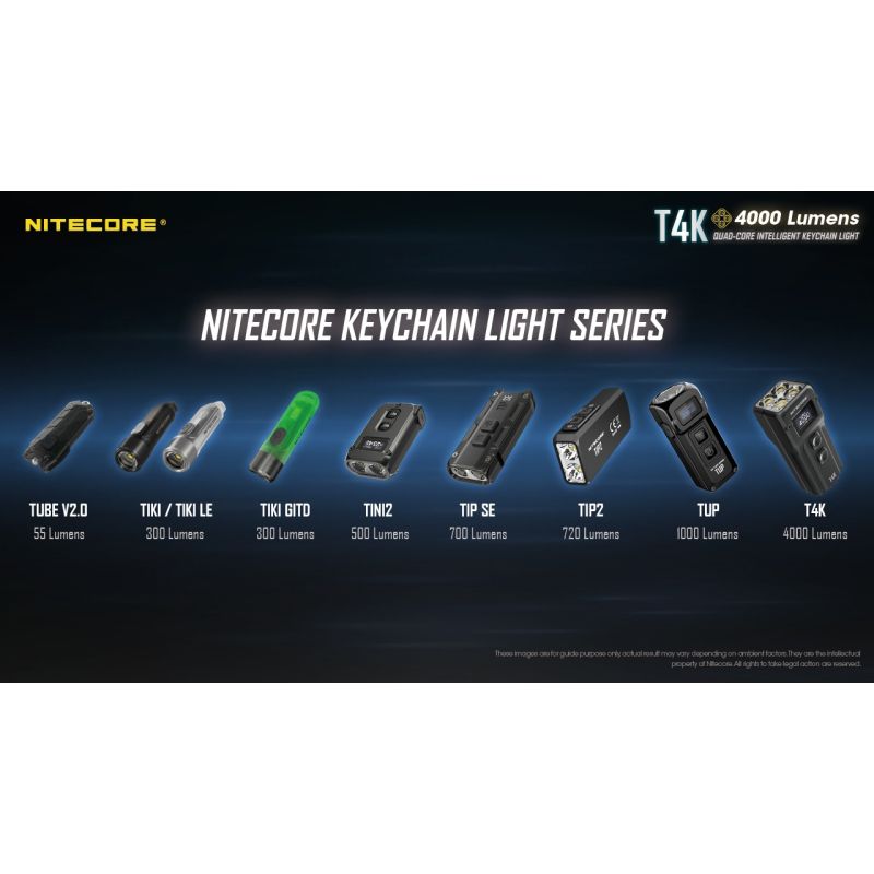 Nitecore T4K lampe de poche porte-clés 4000 lumens compacte LED XP-L2 V6 pour l'éclairage extérieur USB-C