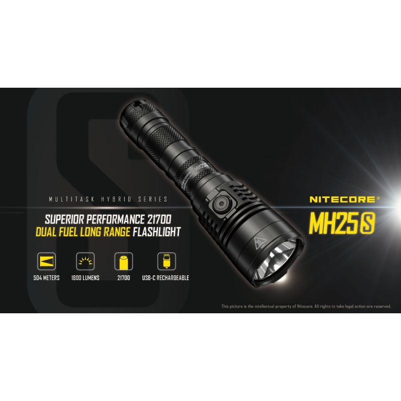 Nouvelle lampe Nitecore MH25S 1800 lumens compacte LED Luminus SST-40 rechargeable USB-C performance puissante