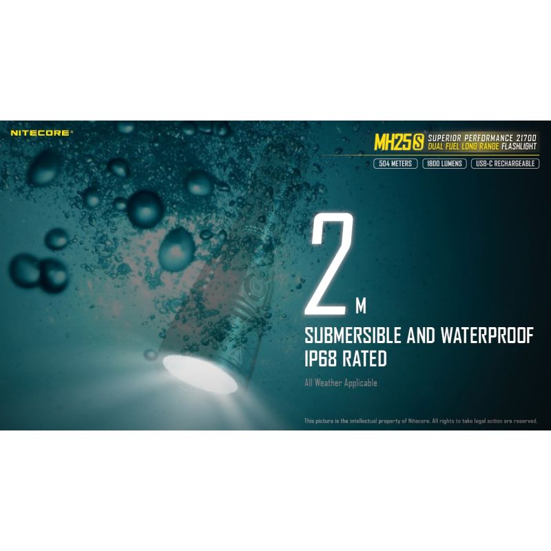 Nouvelle lampe Nitecore MH25S 1800 lumens compacte LED Luminus SST-40 rechargeable USB-C performance puissante