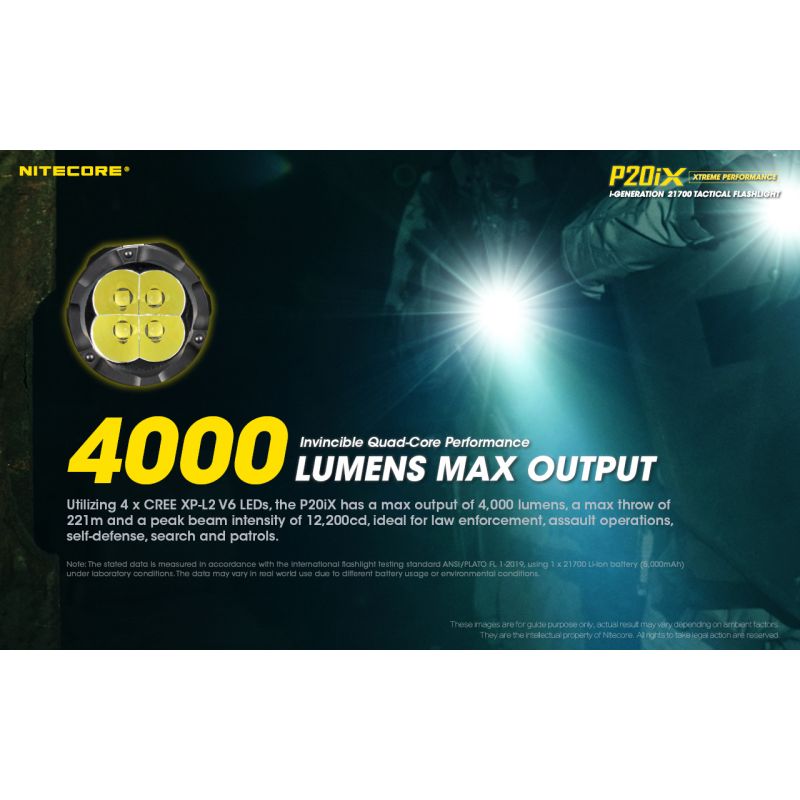 Nitecore P20IX Lampe Torche LED 4000 Lumens Haute Luminosité Rechargeable USB-C Lampe Tactique Durable