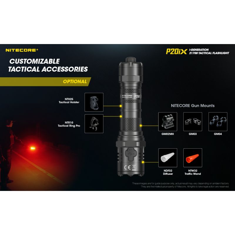 Nitecore P20IX Lampe Torche LED 4000 Lumens Haute Luminosité Rechargeable USB-C Lampe Tactique Durable