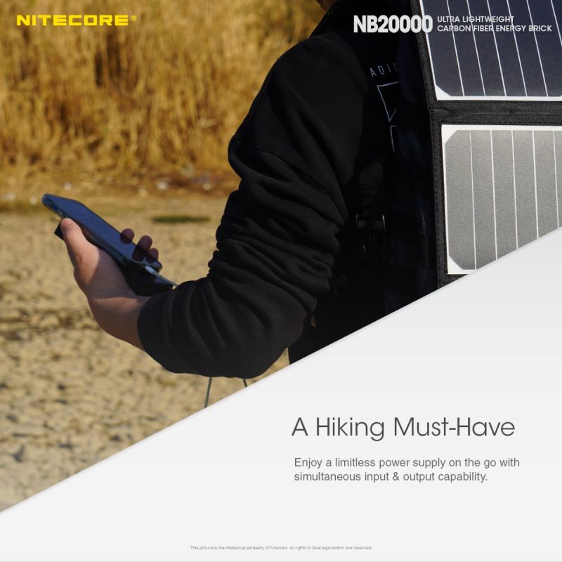 Banque d'alimentation Nitecore NB20000 QC 20000mAh USB/USB-C chargeur portable double port rapide léger durable