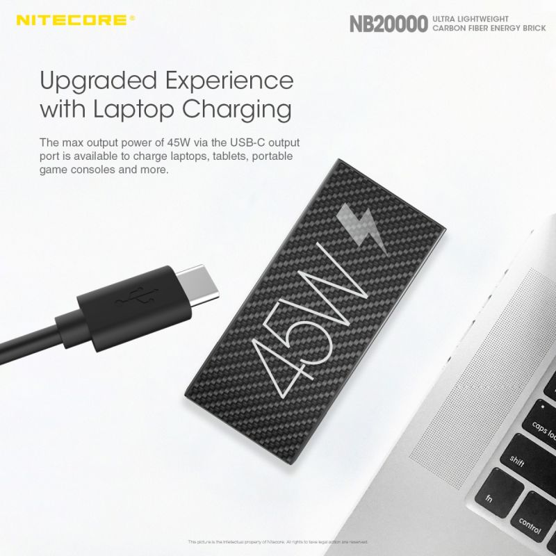 Banque d'alimentation Nitecore NB20000 QC 20000mAh USB/USB-C chargeur portable double port rapide léger durable