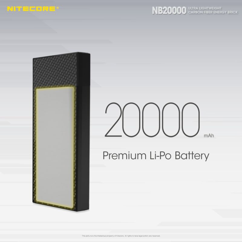 Banque d'alimentation Nitecore NB20000 QC 20000mAh USB/USB-C chargeur portable double port rapide léger durable