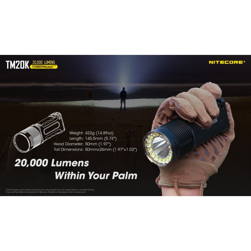Lampe de poche LED Nitecore TM20K 20000 lumens rechargeable USB-C lampe puissante et durable pour aventure