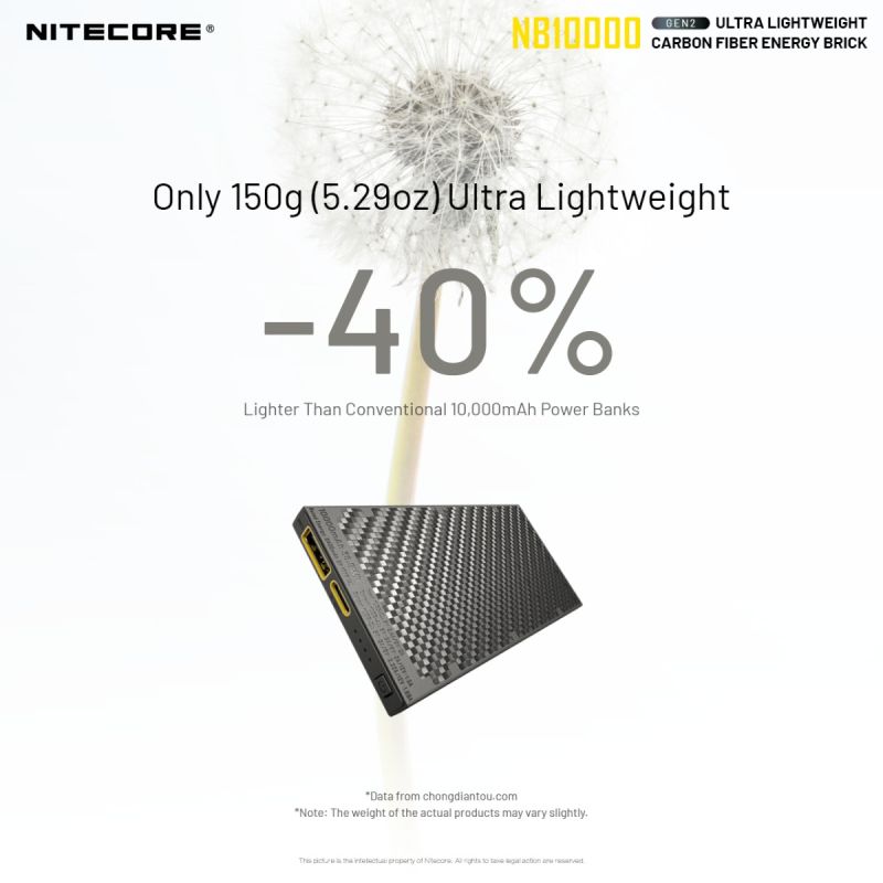 Nitecore NB10000 Gen II banque d'alimentation ultra-fine 10000mAh USB-C charge rapide QC accessoire de voyage