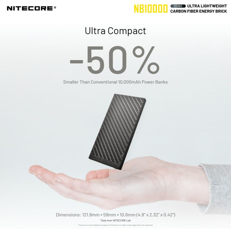 Nitecore NB10000 Gen II banque d'alimentation ultra-fine 10000mAh USB-C charge rapide QC accessoire de voyage