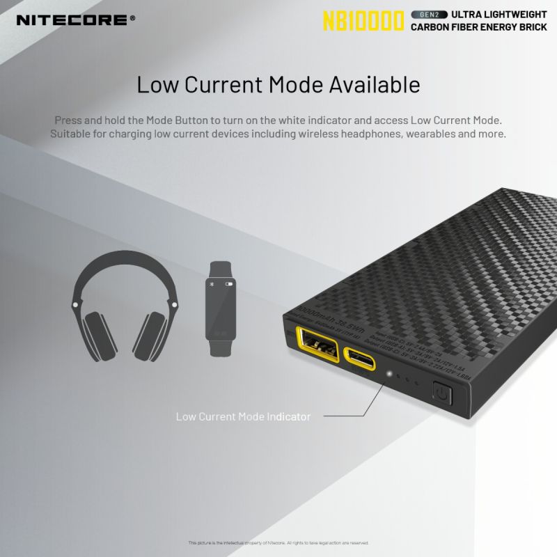 Nitecore NB10000 Gen II banque d'alimentation ultra-fine 10000mAh USB-C charge rapide QC accessoire de voyage