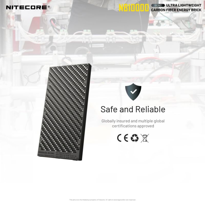 Nitecore NB10000 Gen II banque d'alimentation ultra-fine 10000mAh USB-C charge rapide QC accessoire de voyage