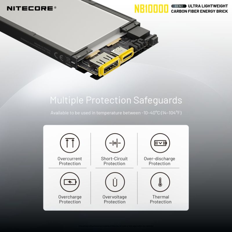 Nitecore NB10000 Gen II banque d'alimentation ultra-fine 10000mAh USB-C charge rapide QC accessoire de voyage