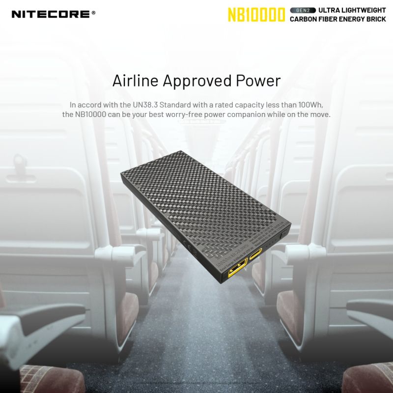 Nitecore NB10000 Gen II banque d'alimentation ultra-fine 10000mAh USB-C charge rapide QC accessoire de voyage