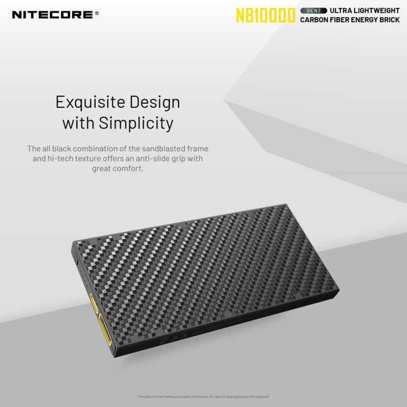 Nitecore NB10000 Gen II banque d'alimentation ultra-fine 10000mAh USB-C charge rapide QC accessoire de voyage
