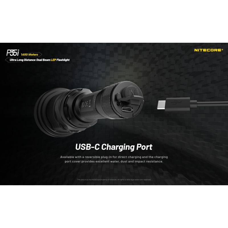 Lampe de poche rechargeable NITECORE P35i 3000 lumens ultra longue portée éclairage extérieur randonnée robuste