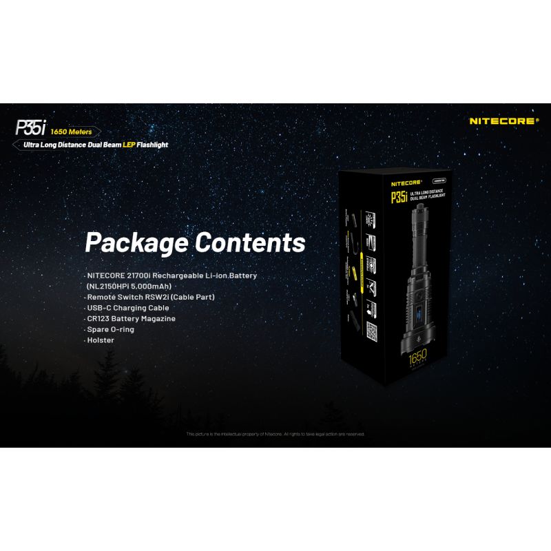 Lampe de poche rechargeable NITECORE P35i 3000 lumens ultra longue portée éclairage extérieur randonnée robuste