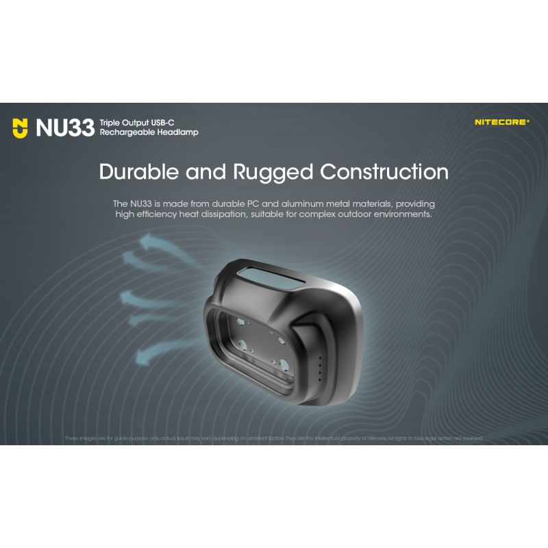 Nitecore NU33 Lampe Frontale Rechargeable USB-C 700LM Haute CRI Équipement de Camping Batterie 2000mAh Aventure