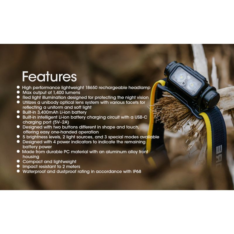 Lampe frontale rechargeable NITECORE NU43 1400 lumens lumière blanche et rouge pour camping en plein air