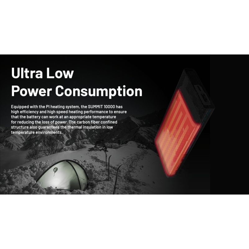 Nitecore Summit 10000: Power Bank Extrême -40°C, Légère Fibre Carbone, IPX5, USB-C Charge Rapide 20W Aventure