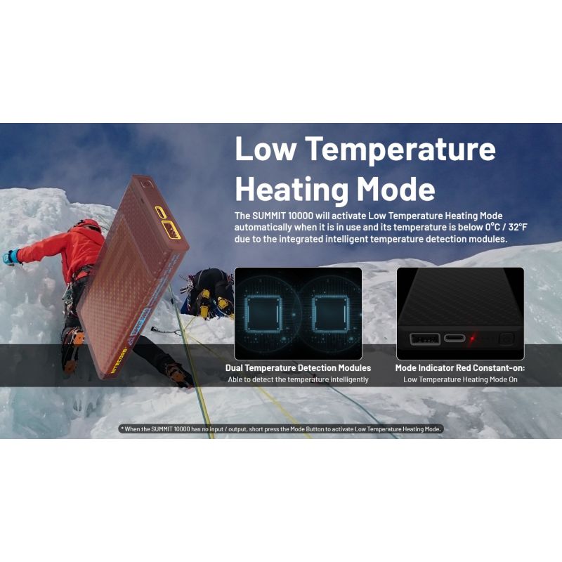 Nitecore Summit 10000: Power Bank Extrême -40°C, Légère Fibre Carbone, IPX5, USB-C Charge Rapide 20W Aventure