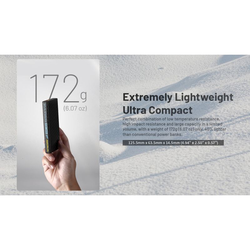 Nitecore Summit 10000: Power Bank Extrême -40°C, Légère Fibre Carbone, IPX5, USB-C Charge Rapide 20W Aventure