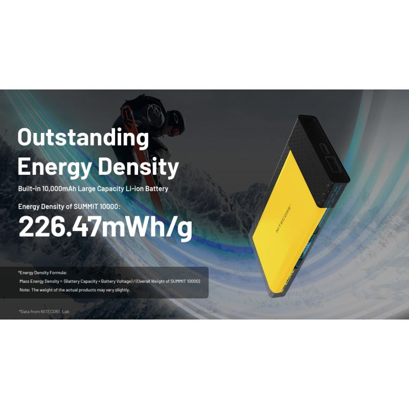 Nitecore Summit 10000: Power Bank Extrême -40°C, Légère Fibre Carbone, IPX5, USB-C Charge Rapide 20W Aventure