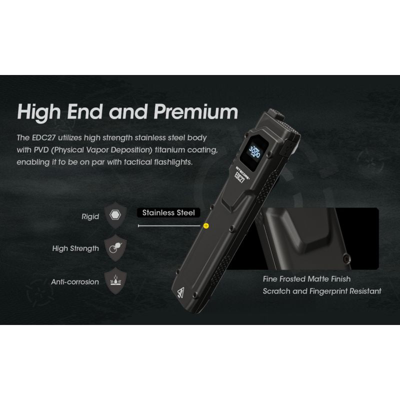 Lampe de poche compacte NITECORE EDC27 3000 lumens rechargeable aventure plein air éclairage portable