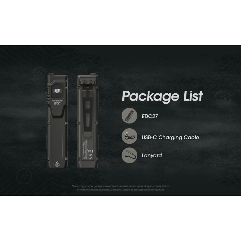 Lampe de poche compacte NITECORE EDC27 3000 lumens rechargeable aventure plein air éclairage portable