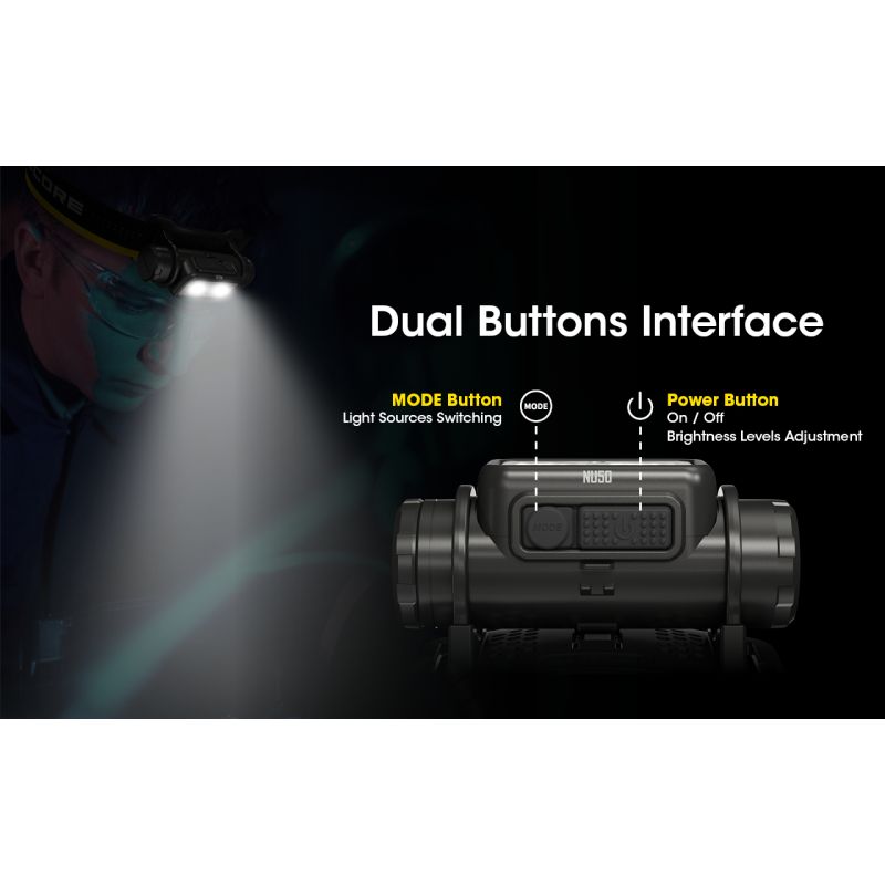 Lampe Frontale LED Nitecore NU50 1400 Lumens Éclairage Extérieur Batterie Intégrée Longue Autonomie