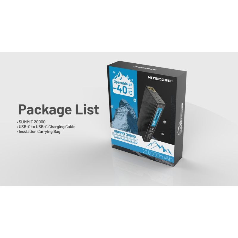 Nitecore Summit 20000mAh | Chargeur Portable Chauffant -40°C USB-C PD | Batterie Externe Extrême Froid