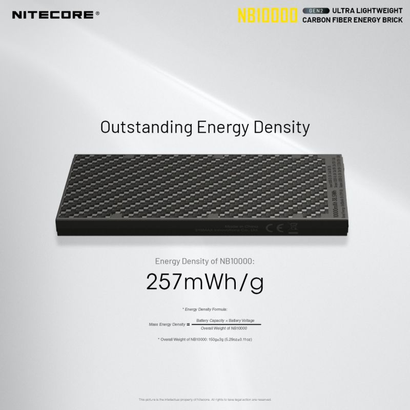 Nitecore NB10000 Gen II banque d'alimentation ultra-fine 10000mAh USB-C charge rapide QC accessoire de voyage