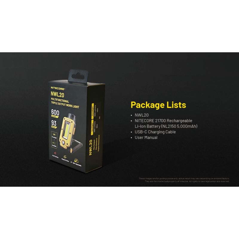 NITECORE NWL20 Lampe Portative 600 lumens Multifuntionnel Éclairage Extérieur Haute Luminosité Aventure Camping