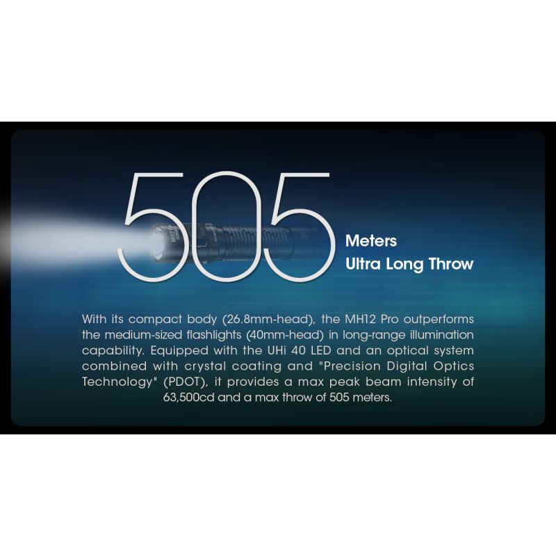Nitecore MH12 Pro Lampe de poche 3300 lumens rechargeable USB-C idéale pour aventures en plein air et urgences
