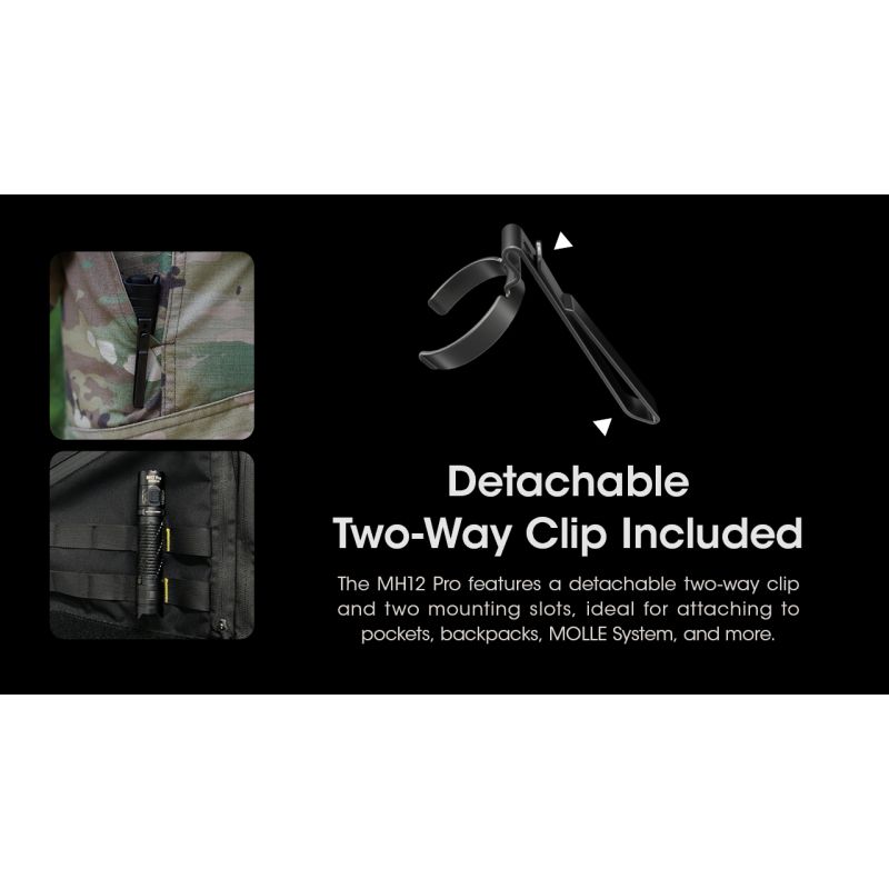 Nitecore MH12 Pro Lampe de poche 3300 lumens rechargeable USB-C idéale pour aventures en plein air et urgences