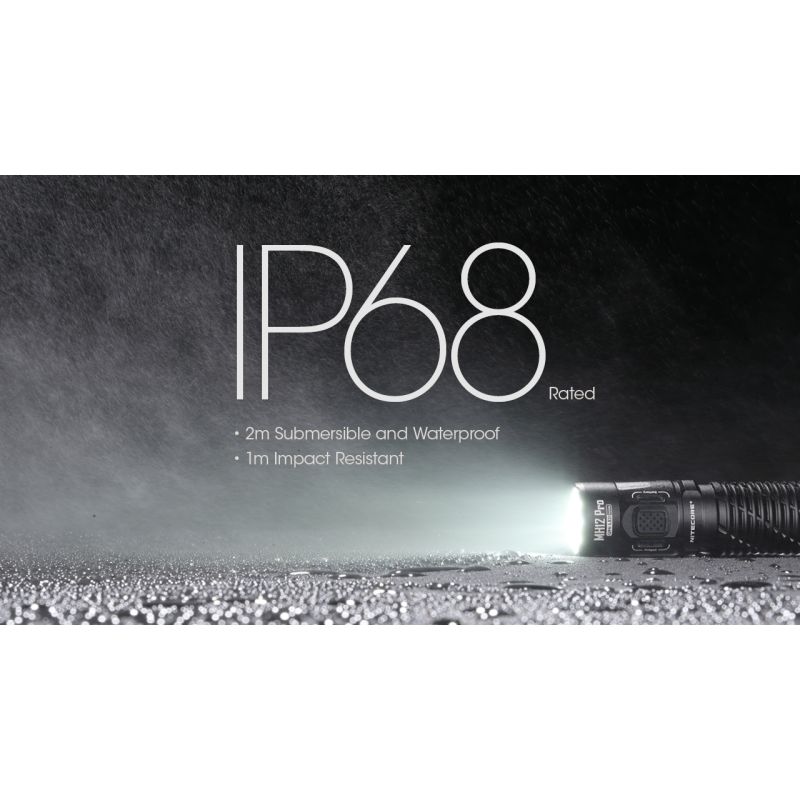Nitecore MH12 Pro Lampe de poche 3300 lumens rechargeable USB-C idéale pour aventures en plein air et urgences