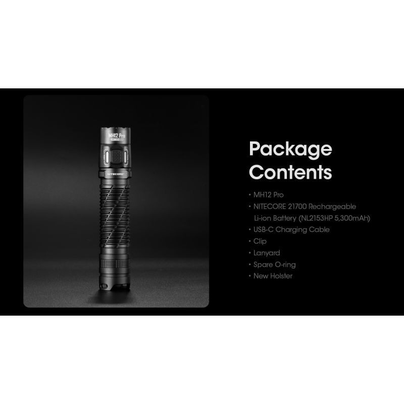 Nitecore MH12 Pro Lampe de poche 3300 lumens rechargeable USB-C idéale pour aventures en plein air et urgences