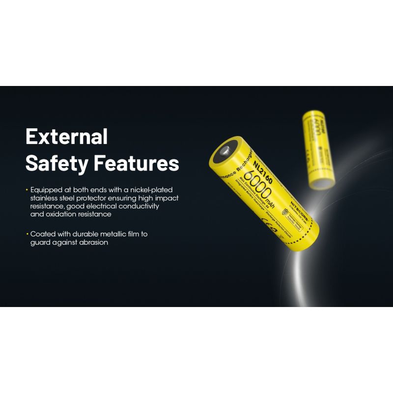 NITECORE NL2160 Batterie Rechargeable 6000mAh 3.6V 21700 Haute Performance pour Appareils Électroniques