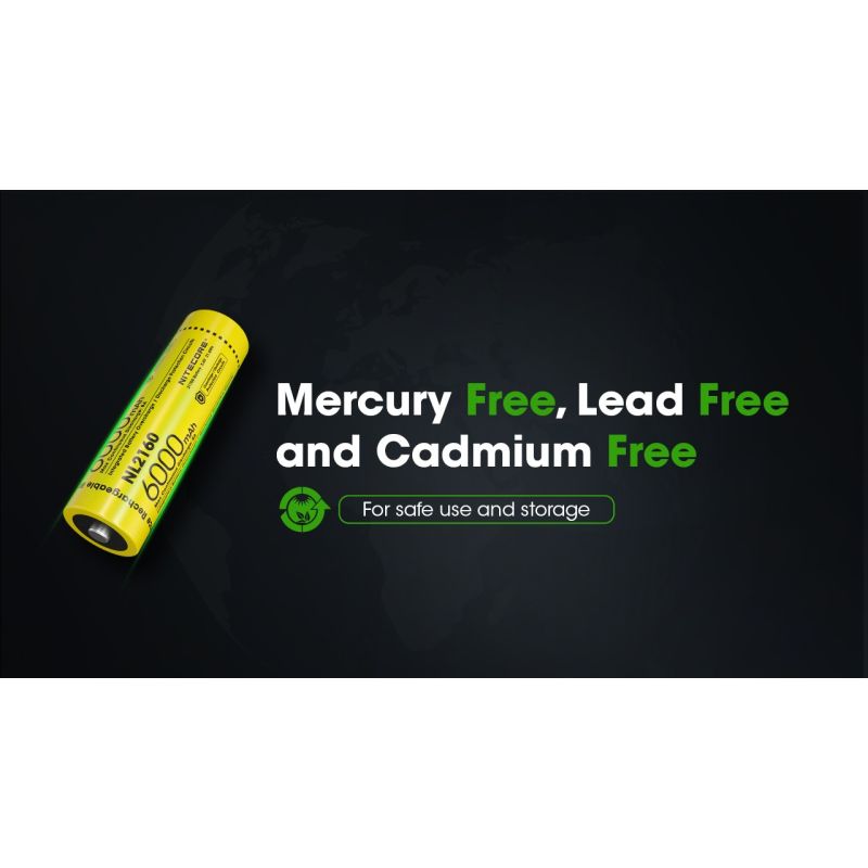 NITECORE NL2160 Batterie Rechargeable 6000mAh 3.6V 21700 Haute Performance pour Appareils Électroniques