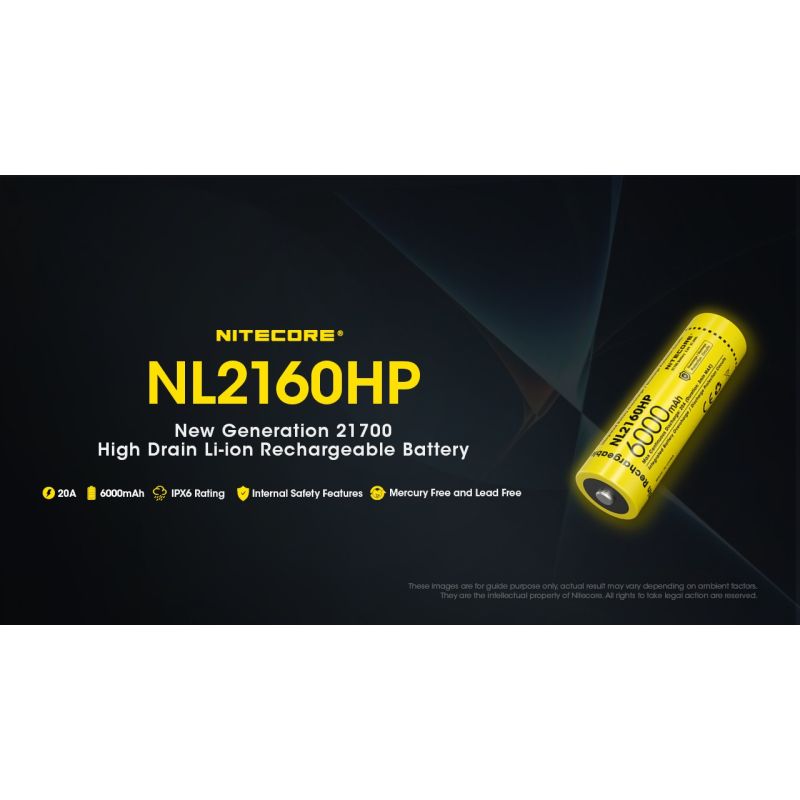 Batterie Rechargeable NITECORE NL2160HP 6000mAh USB-C Compacte et Légère pour Photographie et Camping